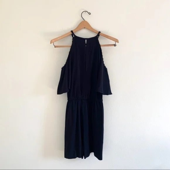 Rachel Zoe Gemini Cold Shoulder Black Studded Night Out Romper 0 - NWT - Picture 7 of 10